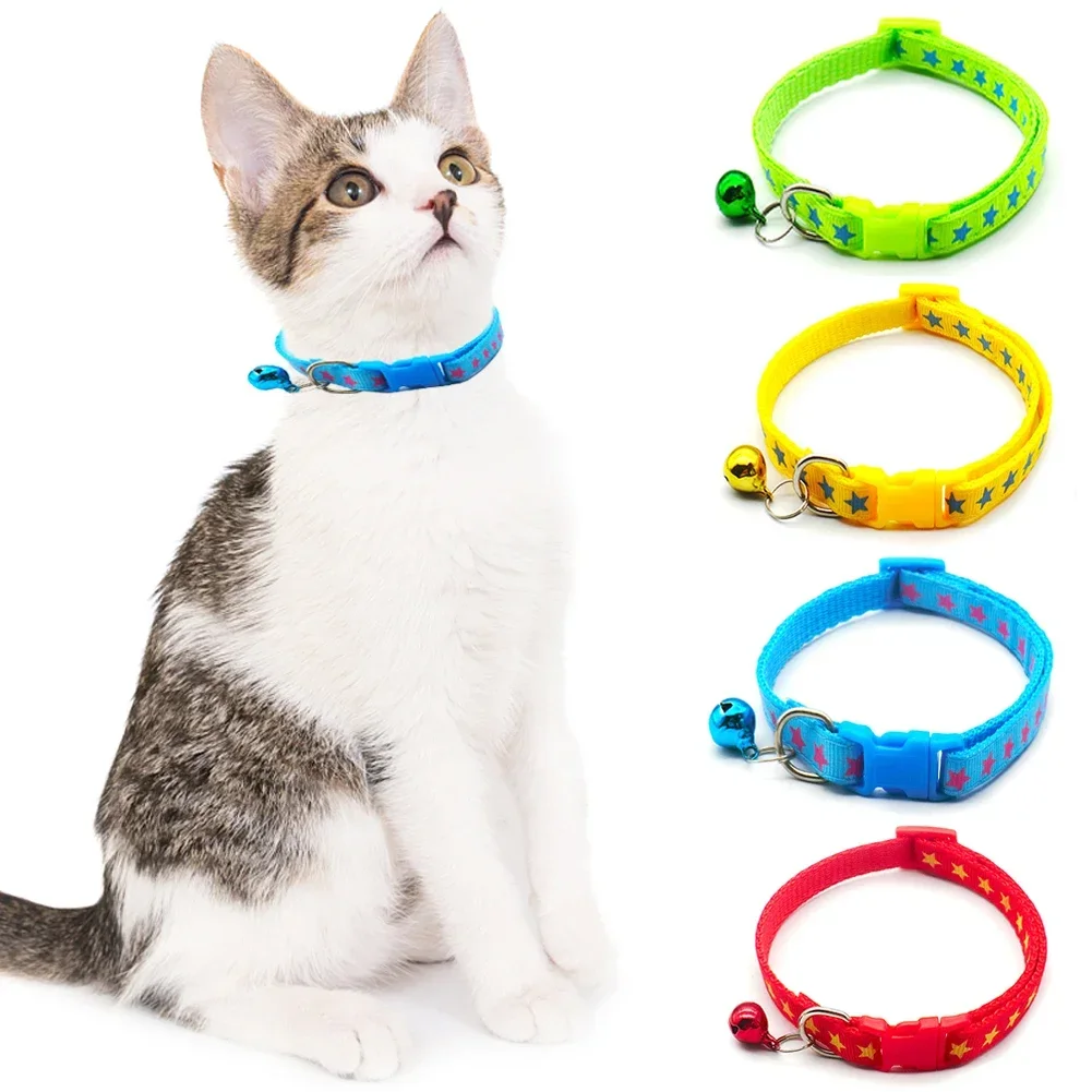 Fashion Pet Cats Collar Colorful Pattern Cute Bell Adjustable Collars For Cats Kitten DIY Ring Necklace Pet Accessories