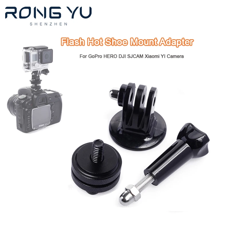 Flash Hot Shoe DSLR Mount Adapter For GoPro HERO DJI SJCAM Xiaomi YI  Action Camera for Canon Nikon Sony MI Camera Hotshoe