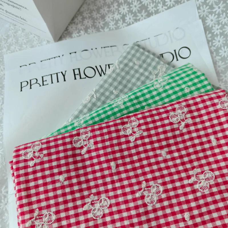 

Cotton Polyester Embroidery Fabric Cherry Embroidered Skirts Shirts Clothes Pants DIY Accessories Sewing Materials