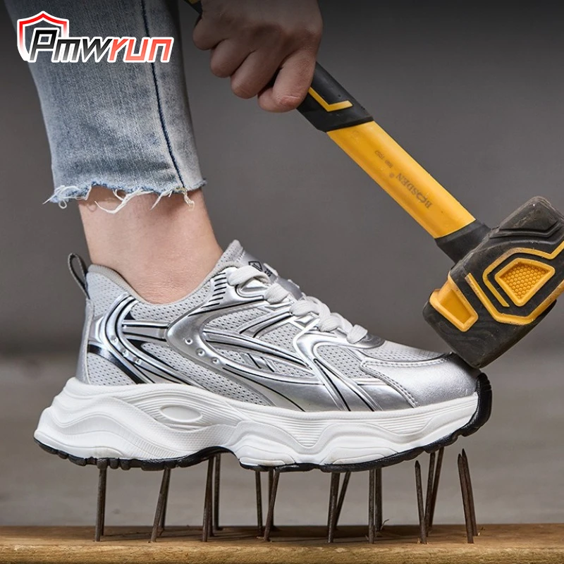 

Labor Insurance Shoes Women's Anti-smashing and Anti-piercing Steel Baotou Safety Shoes Flying Weaving Lightweight Anti-skid