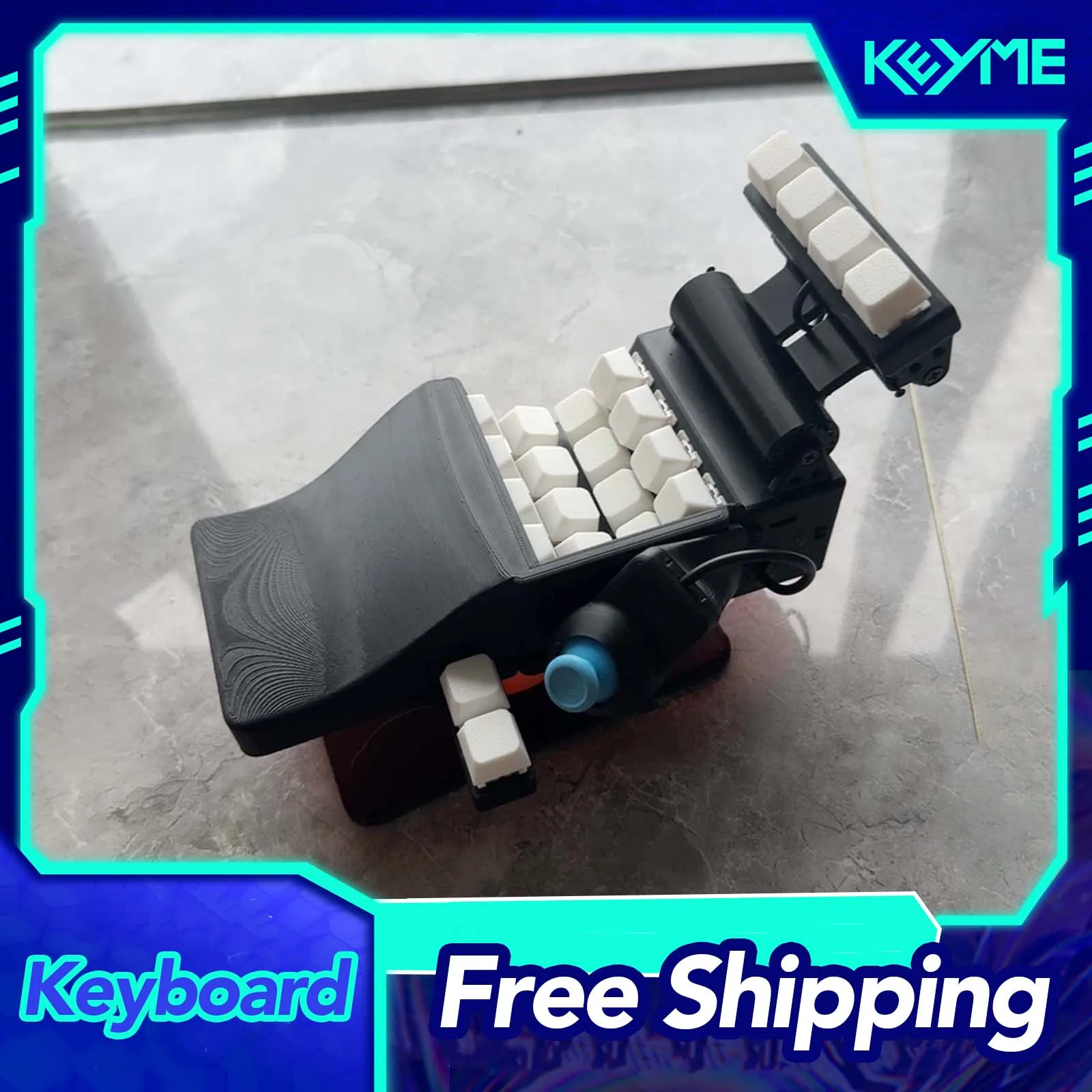 U-shaped Gaming Keyboard joystick Wired Bluetooth 2.4g Tri Mode Palm Keyboard 3D Printing Black Custom PUBG Mechanical Keyboard