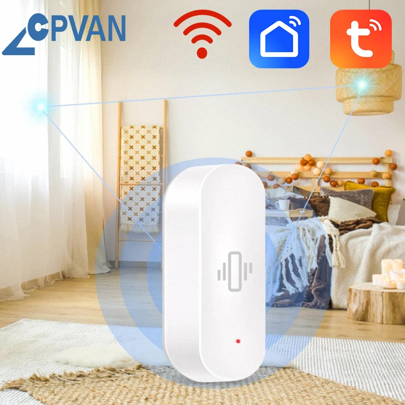 CPVAN WIFI مستشعر الاهتزاز كاشف لاسلكي ذكي الاستشعار كاشف إنذار الحركة تويا/تطبيق الحياة الذكية الإخطارات عن بعد #1