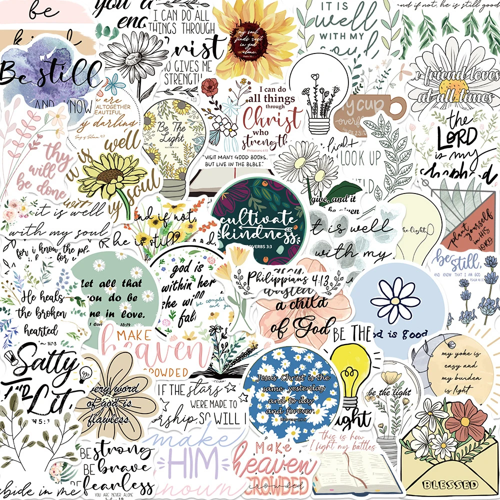 

10/30/50pcs Jesus Bible Christians Inspirational Stickers Aesthetic DIY Skateboard Phone Laptop Cartoon Decoration Sticker Pack