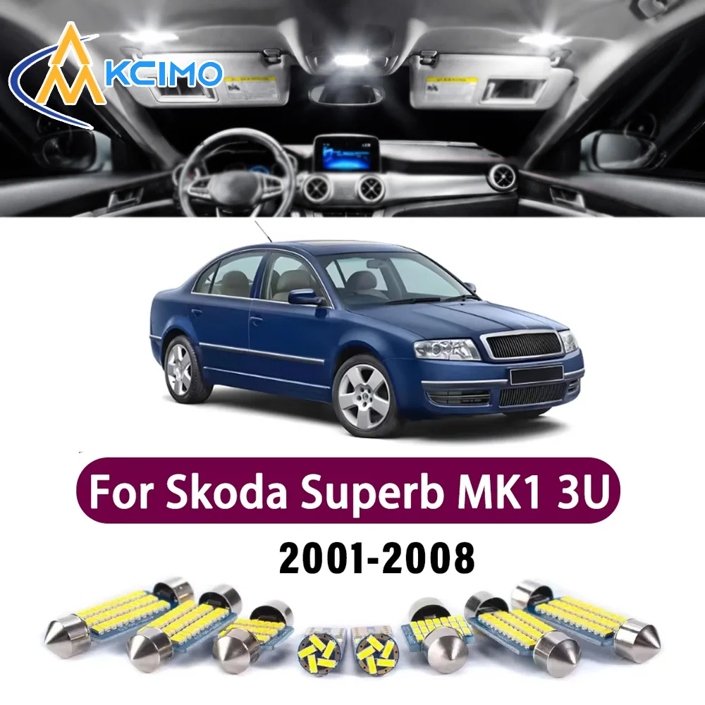 LED Canbus Interior Reading Dome Vanity Mirror Light Kit For Skoda Superb MK1 3U 2001-2008 Premium Easy Install Bright Lights