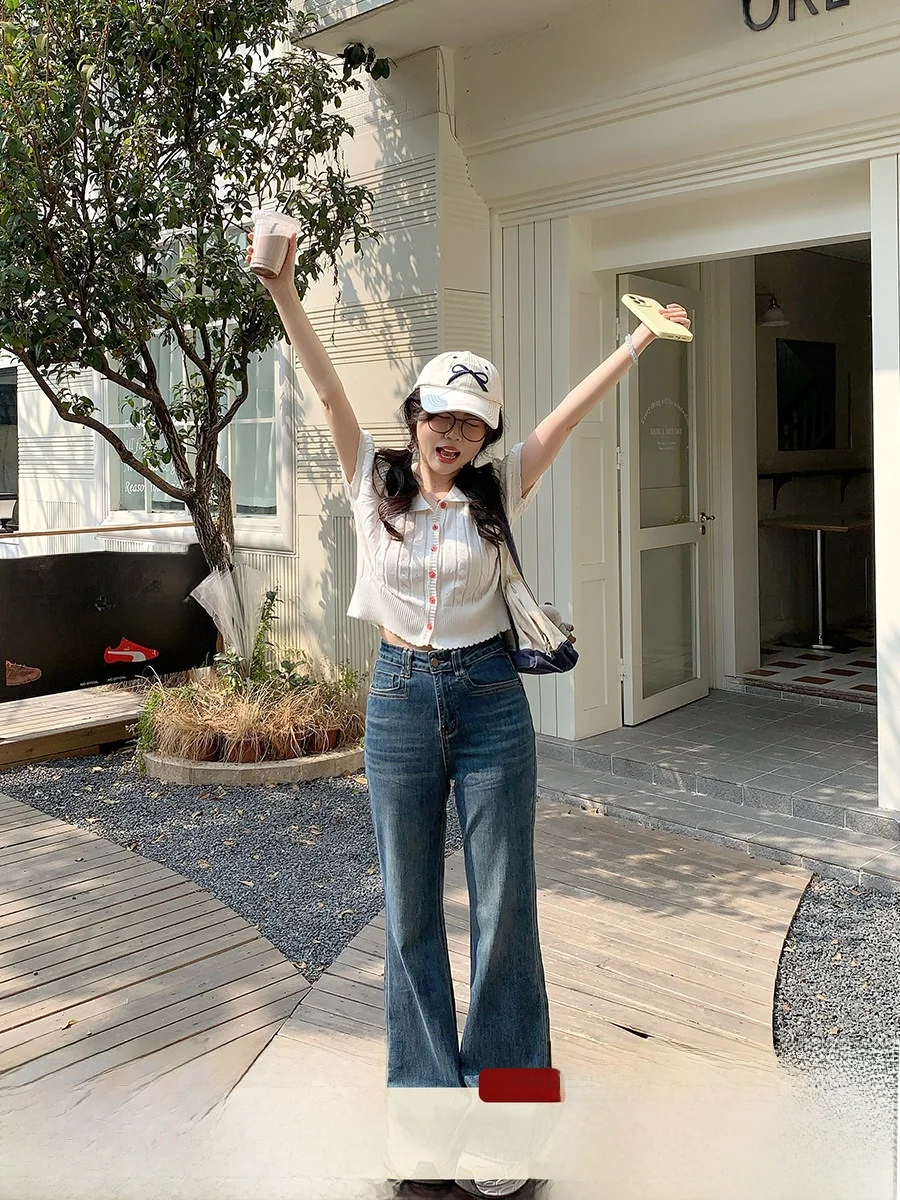 

Облегающие эластичные повседневные джинсы с высокой талией, женские свободные широкие синие джинсовые брюки, весна-лето Faion DADASAMA