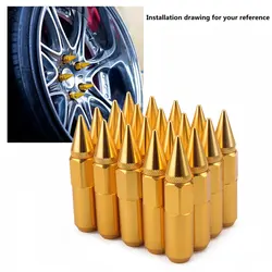 20Pcs Racing Wheels Rims Lug Nuts With Spike Aluminium Alloy 60MM Extended Tuner Wheels Rims Spike Lug Nuts M12X1.5 / M12X1.25