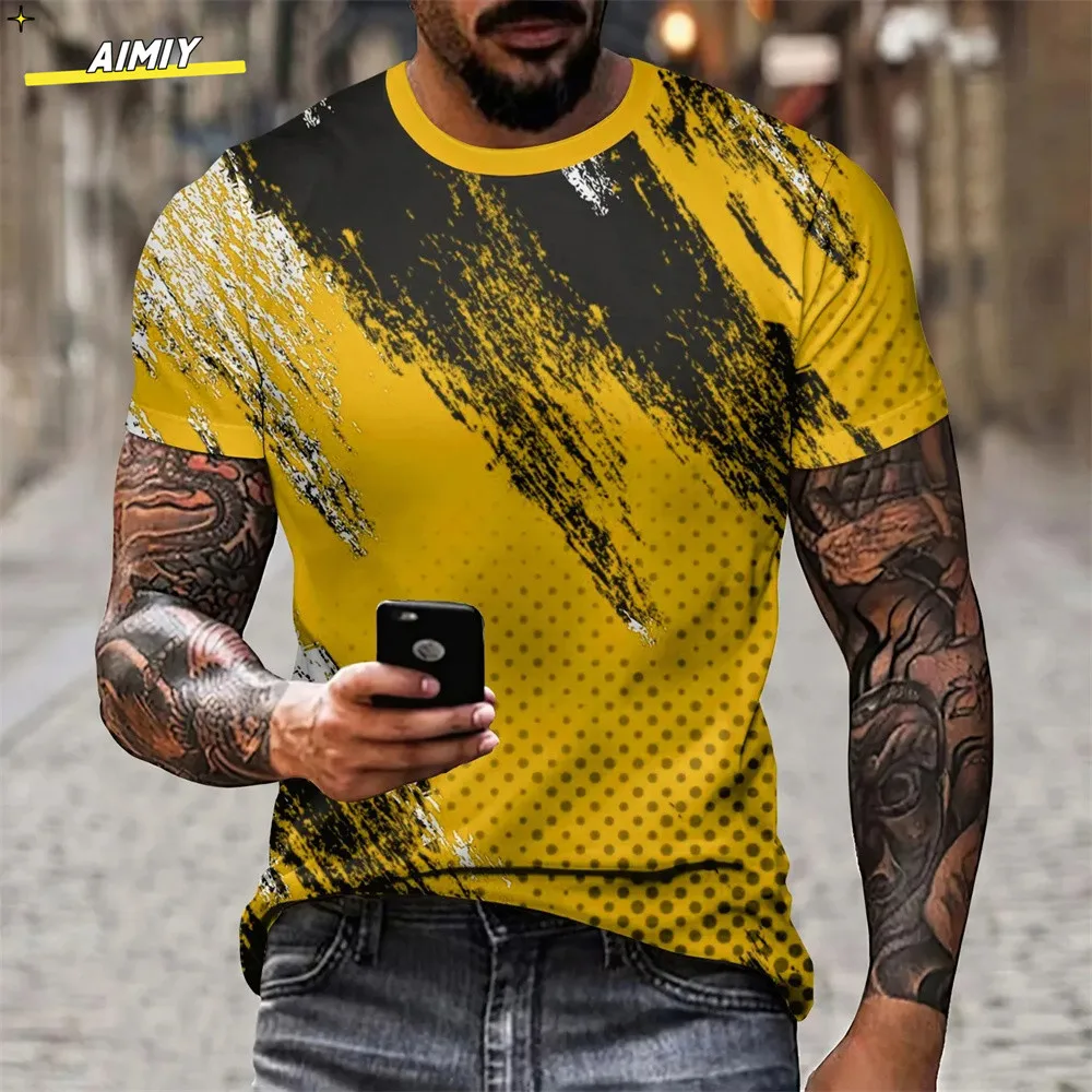 Summer Graffiti 3D Print Men's T-shirts Streetwear Polyester 0-Neck Loose Short Sleeve Tops Casual Loose Tee Shirts Men Clothing