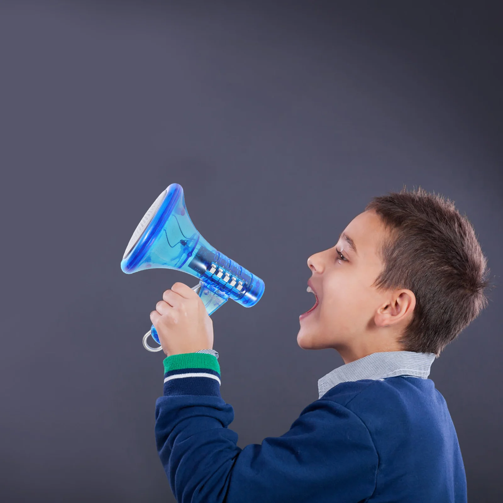 ลำโพงเปลี่ยนเสียงแบบมือถือ พลาสติก ABS สีสันสดใส รูปทรงทรัมเป็ต สำหรับเด็ก ใช้แสดงบนเวที ขยายเสียง ของเล่น