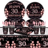30 Year Old Rose Gold Disposable Tableware Women Happy Queen Birthday Party Decor 30 Year 30th Birthday Party Decorations Adults