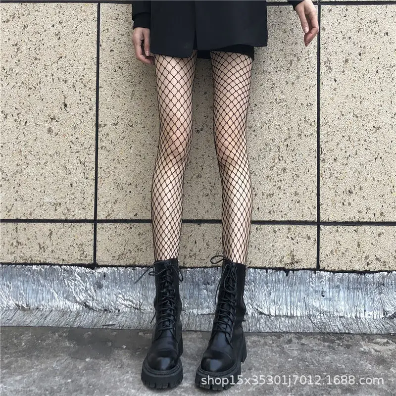 Fishnet Pantyhose Sexy Hot GIrl Solid Color Hollow Black Fishnet Stockings Shiny Punk Nightclub Sexy Pantyhose