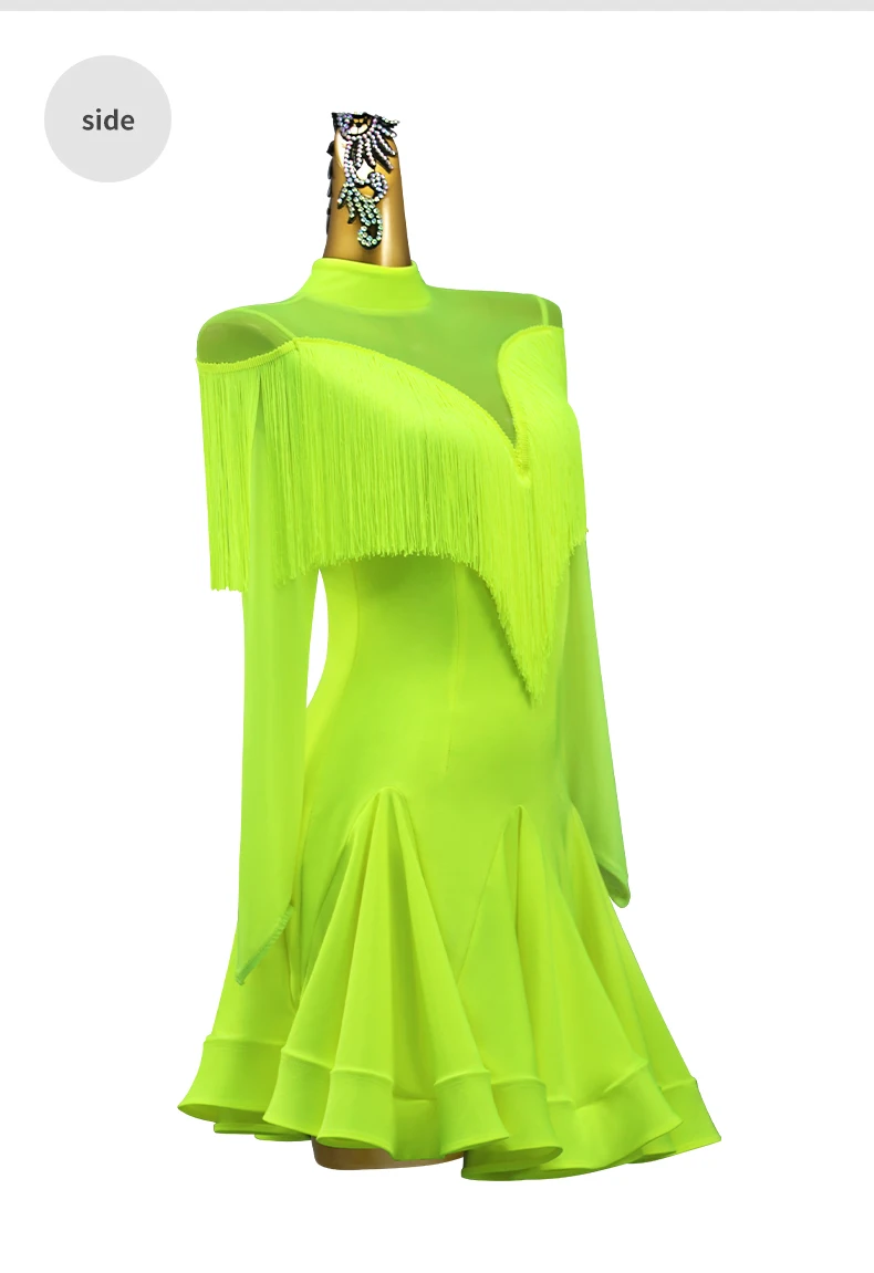 Erwachsenen-Latin-Tanzkleid Damen-Röcke Bühnenbekleidung Mädchen Elegante Party-Tanzkleidung 2026 Sportkostüm Abendkleid mit Fransen – Detail 9