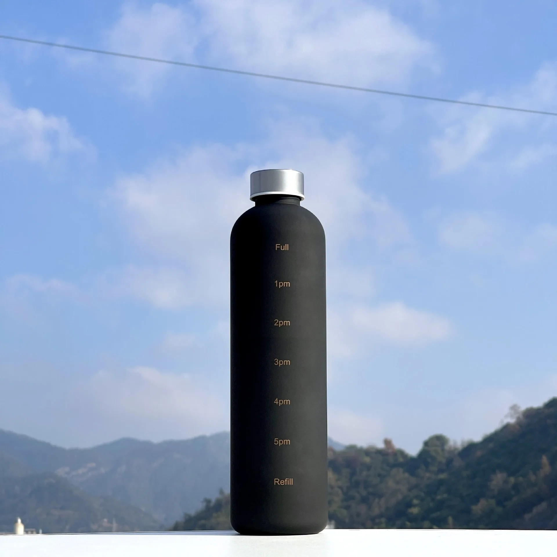 1 l Wasserflasche mit Zeitmarkierung, 32 oz, Fitness, Sport, Outdoor, Reisen, tragbar, auslaufsicher, Trinkgeschirr, BPA-frei, mattierte Trinkflaschen – Detail 20
