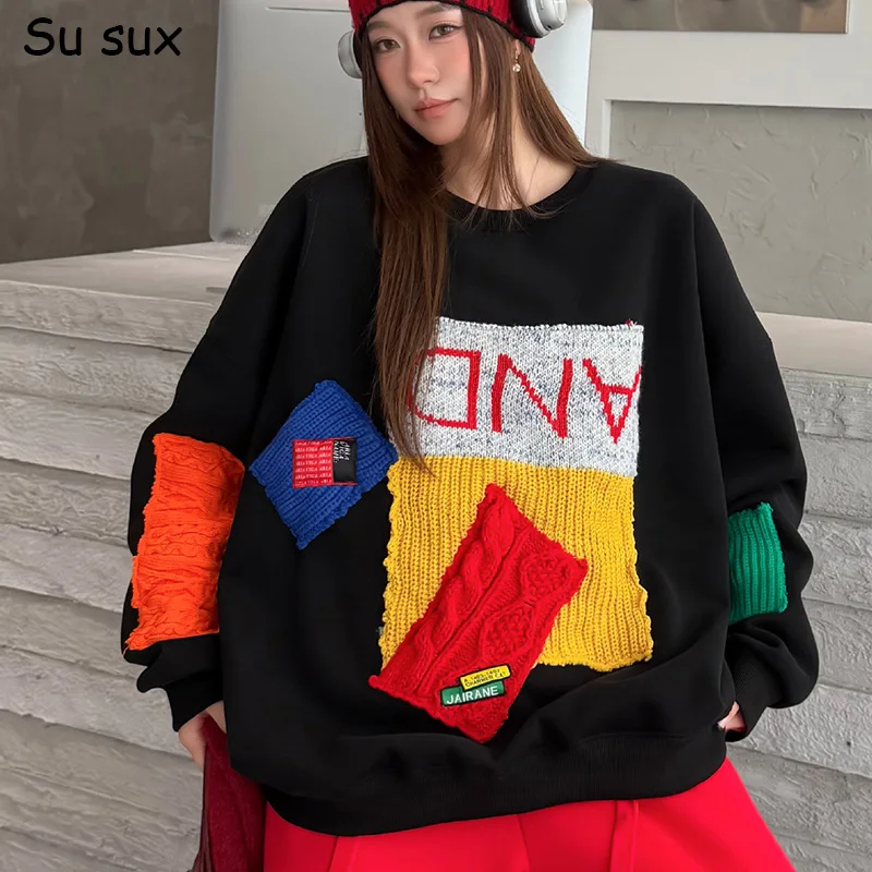 2026 Winter Casual Fleece Thicken Pullover Oversized Sweatershirts Woman Bust146cm Casual Loose O Neck Long Sleeve Tops Outwears
