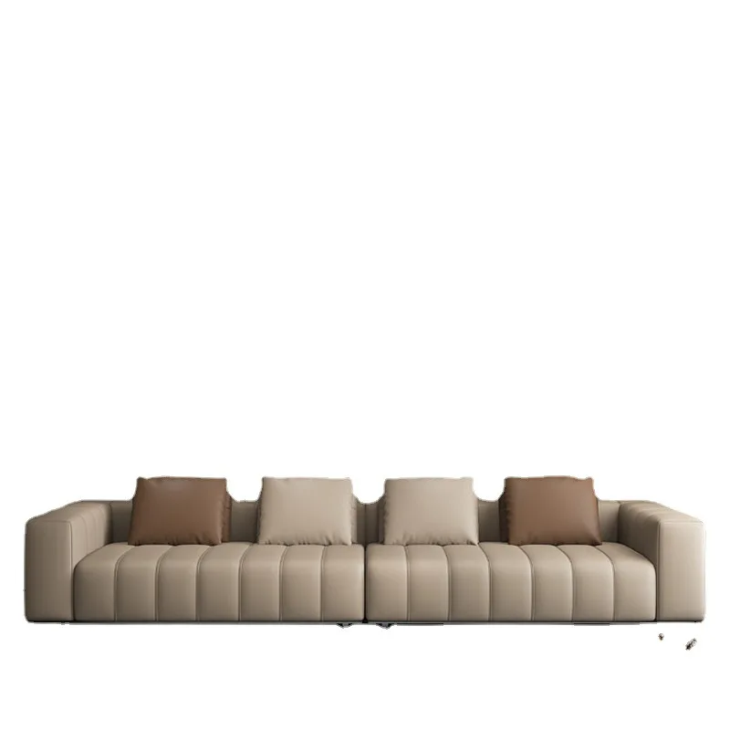 

minimalist first-layer cowhide sofa piano keys modern light luxury straight row living room furniture design high-end sofa