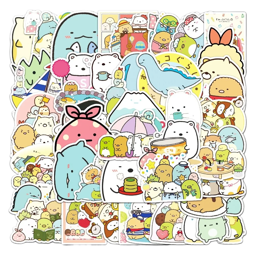 50 قطعة من ملصقات الرسوم المتحركة Sumikkogurashi المقاومة للماء على شكل مانغا ياباني لطيف كرتوني أشياء صغيرة رسم خربش زينة هدية #2