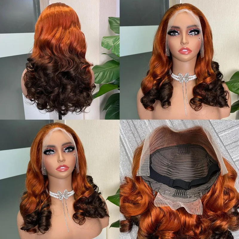 13X4 real person long curly hair headgear Internet celebrity wig with the same style can be diagonal fluffy
