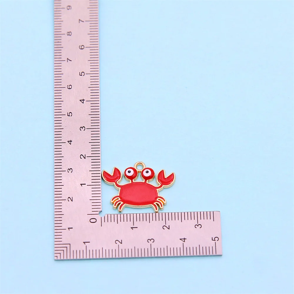 10pcs red crab enamel pendant women\'s handmade necklace bracelet earrings jewelry pendant supplies making accessories wholesale