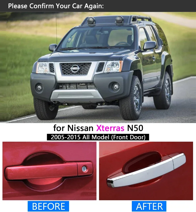 Car Chrome Door Handle Cover Trim for Nissan Xterra N50 X terra 2005 2006 2007 2008 2009 2010 2011 2012 2014 2015 Accessories