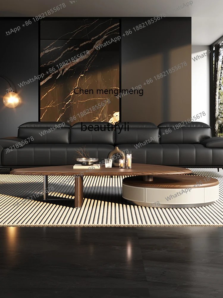 โต๊ะน้ำชาแบบยืดหดได้ สไตล์มินิมอล ย้อนยุค สำหรับห้องนั่งเล่นในบ้าน อพาร์ทเมนต์ขนาดเล็ก ไม้วอลนัท หรูหราเบาๆ สไตล์เรโทร