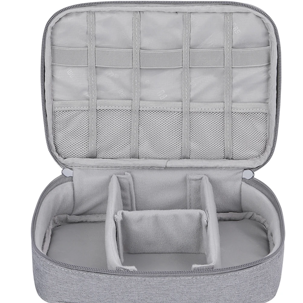 

Data Cable Organizer Bag Grey Single-Layer Wear-Resistant Usb Cable Pouch For Digital Accessories Earphones Mobile Phones