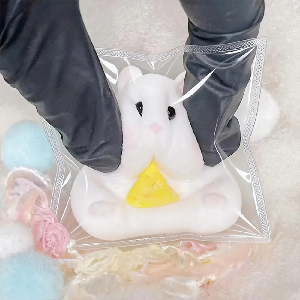 Cute Hamster Squishy Toy White Yellow Soft Slow Rise Stress Relief Sensory Toy Christmas Halloween Birthday Gift for Office Desk