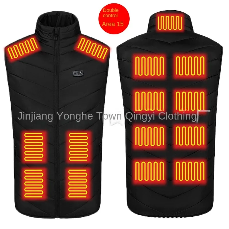 Men Heated Vest Stand Multi-Zone Heating Sleeveless Electric Heating Gilet Adjustable Temperature Warm Winter Outdoor Vest