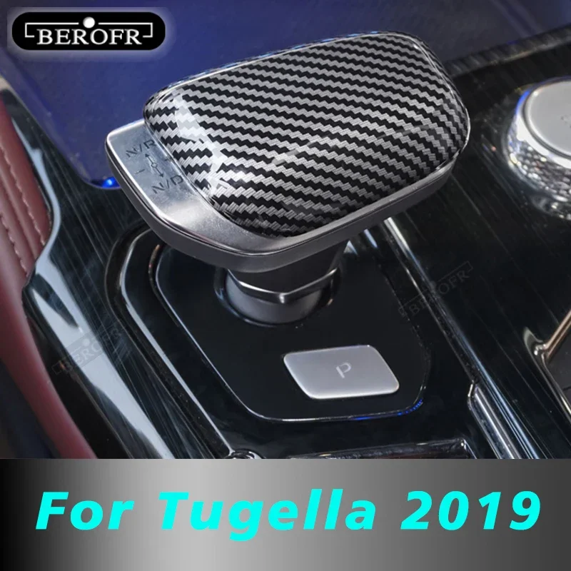 

For Tugella 2019 Car Gear Head Shift Knob Handle Cover Trim Sticker Shift head cover Carbon fibre