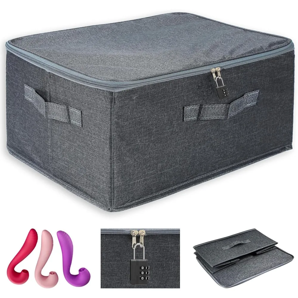 

Lockable storage box with combination lock, foldable and washable storage bag (15 x 10 x 6.3 cm)