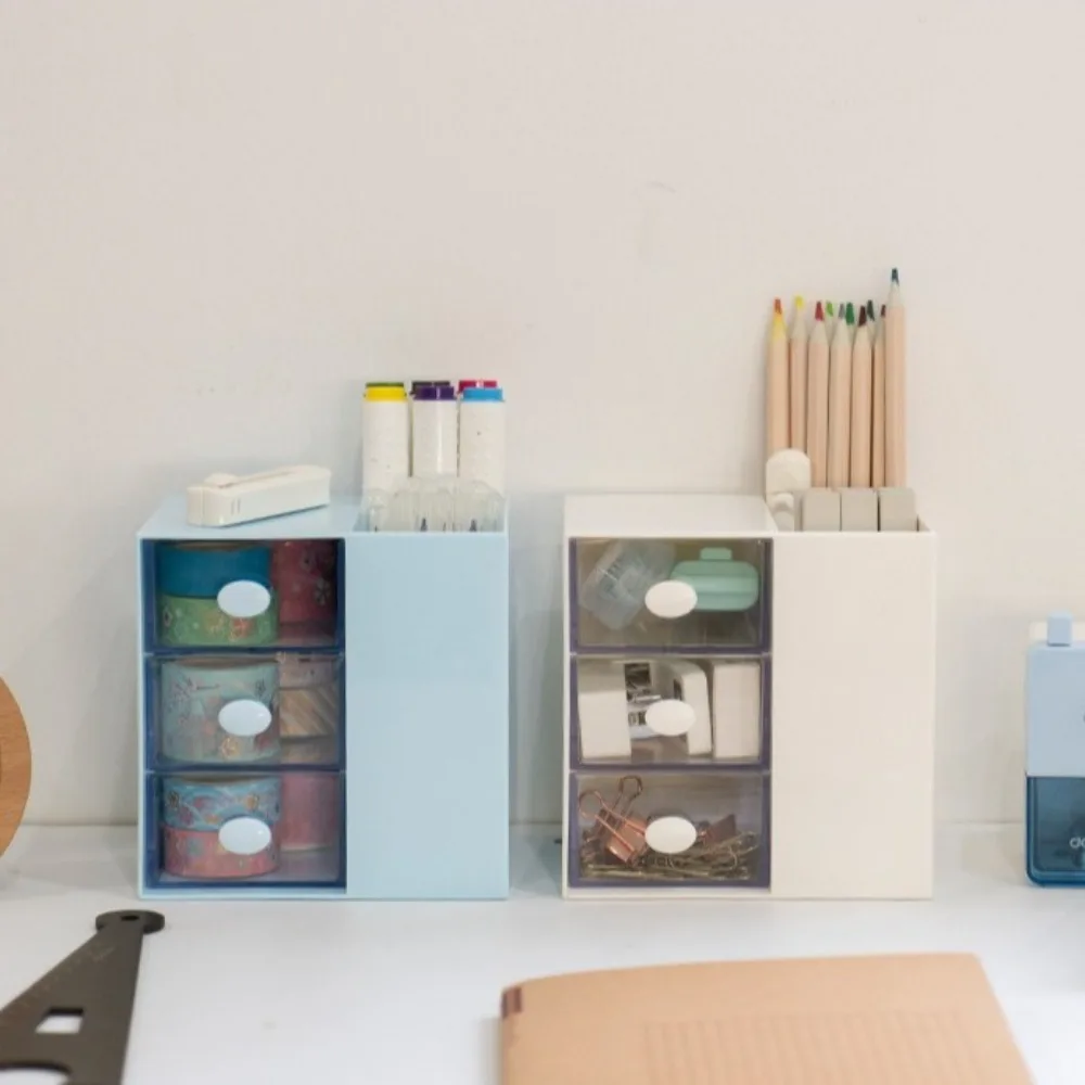 Clear Drawer Student Stationery Storage Box Multi Functional Stackable Desktop Pen Holder Fashion Plastic Jewelry Organizer Box