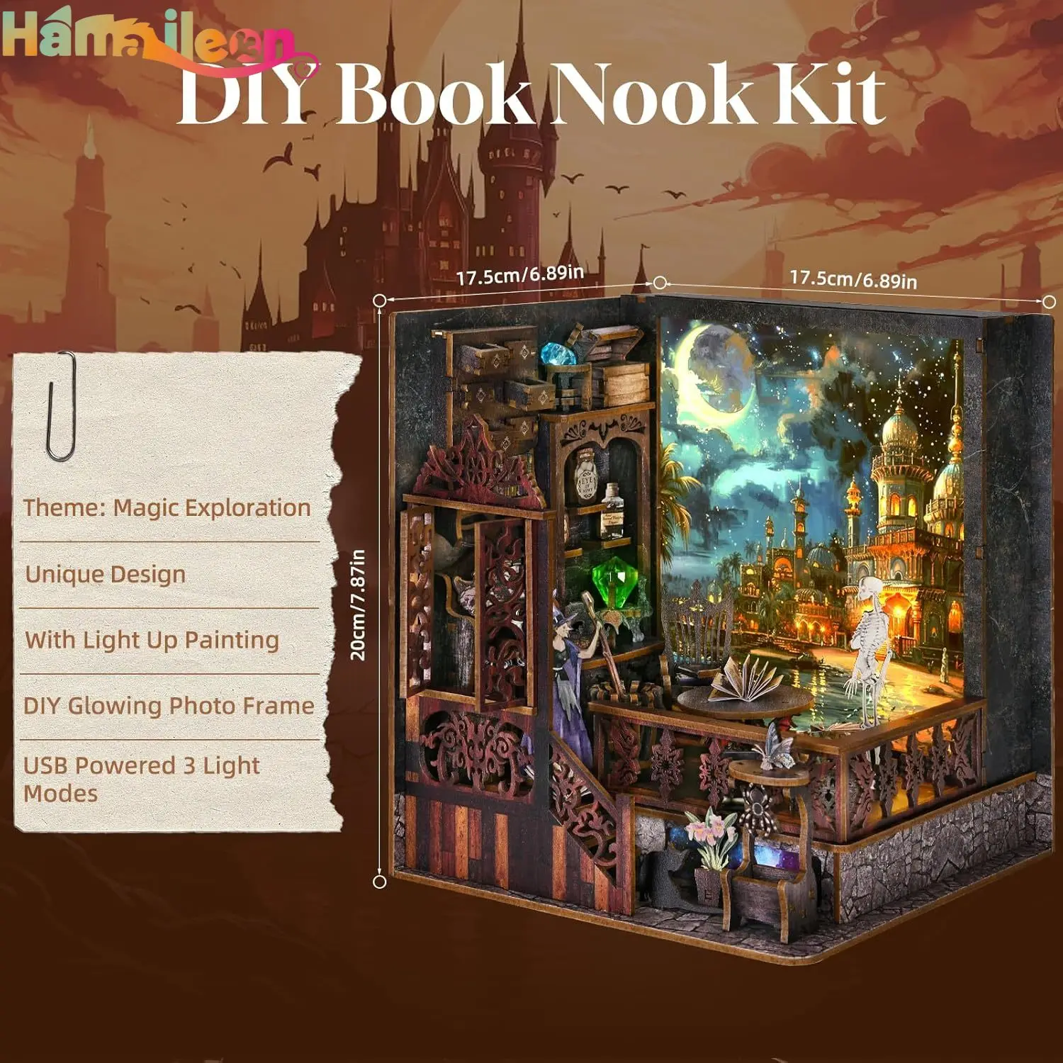 Hamaileon Si prega di contattare il servizio clienti prima di effettuare un ordine Kit libro Nook per adulti e adolescenti Kit casa delle bambole in miniatura