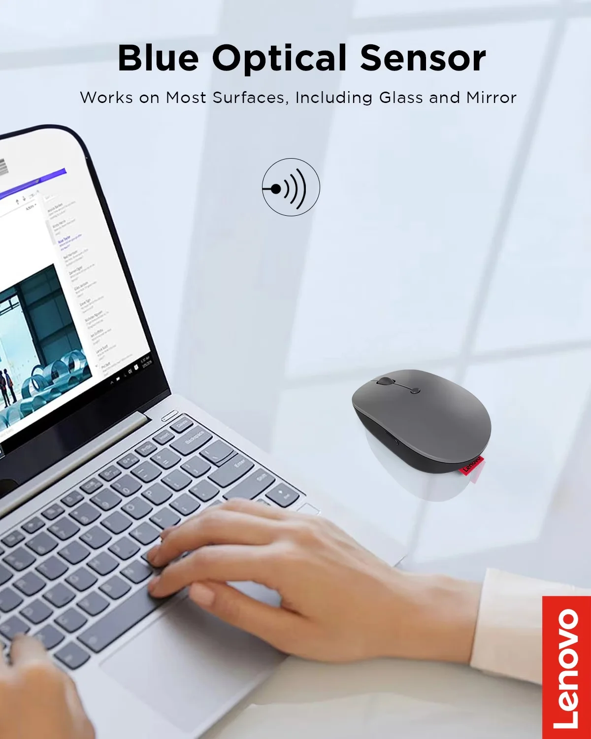 Lenovo Go USB-C Wireless Optical Mouse 2.4GHz 800 1600 2400 DPI Adjustable Type-C Rechargeable for PC Laptop Win10 Big Battery