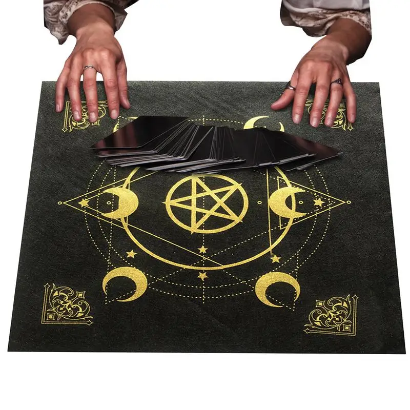 

Altar Tarot Tablecloth 49x49cm Hexagram Moon Phase Patterned Astrology Tarot Card Game Supplies For Astrologist Divination