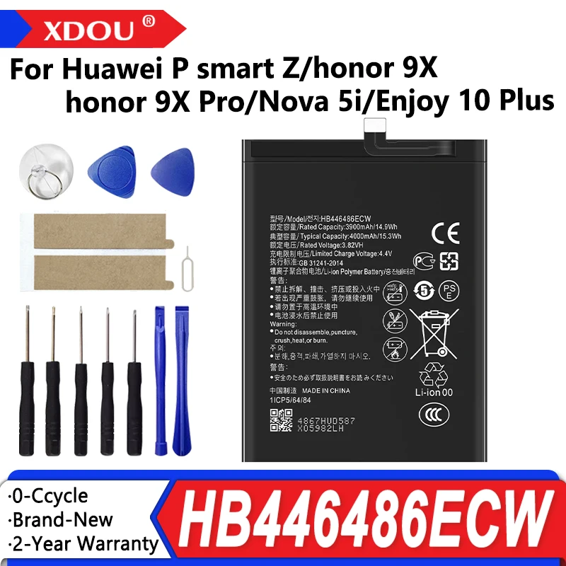 100% Brand-New HB446486ECW 4000mAh Battery For Huawei P smart Z/honor 9X/honor 9X Pro/Nova 5i/Enjoy 10 Plus Batteries