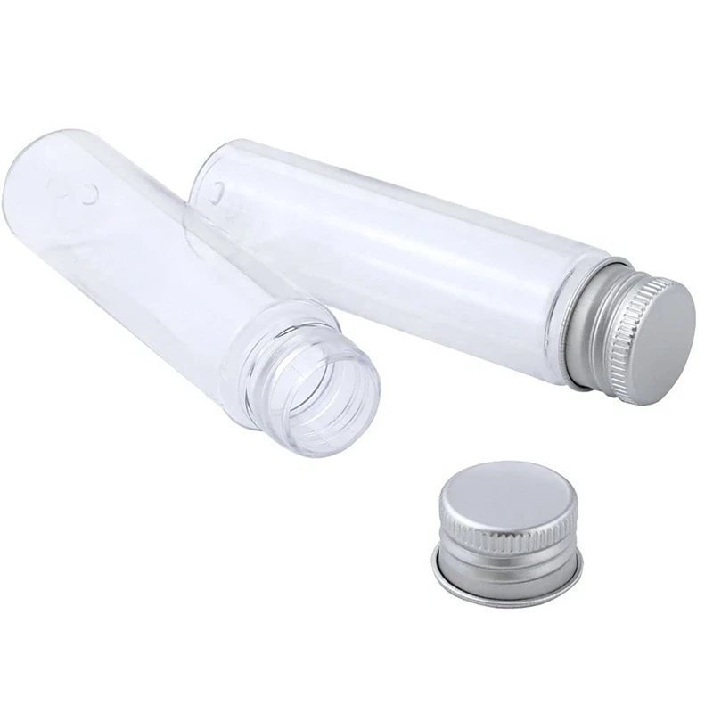 30Pcs 50Ml Clear Flat Plastic Test Tubes With Screw Caps, 28X108mm Tubes For Beads Storage Scientific Experiments