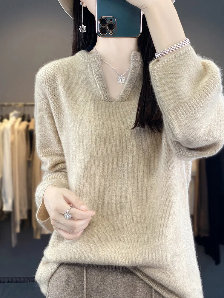 High street outono inverno das mulheres camisola pulôver 100% lã merino camisola roupas casuais irregular pescoço manga longa malha coreano