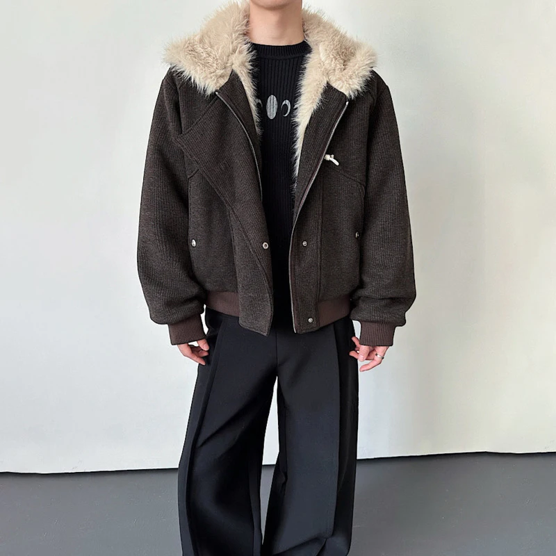 LUZHEN High New Fashion Original 2026 Quality Faux Winter Fur Liner Thickened Warm Padded Coat Men Stylish Handsome Parka JY8623