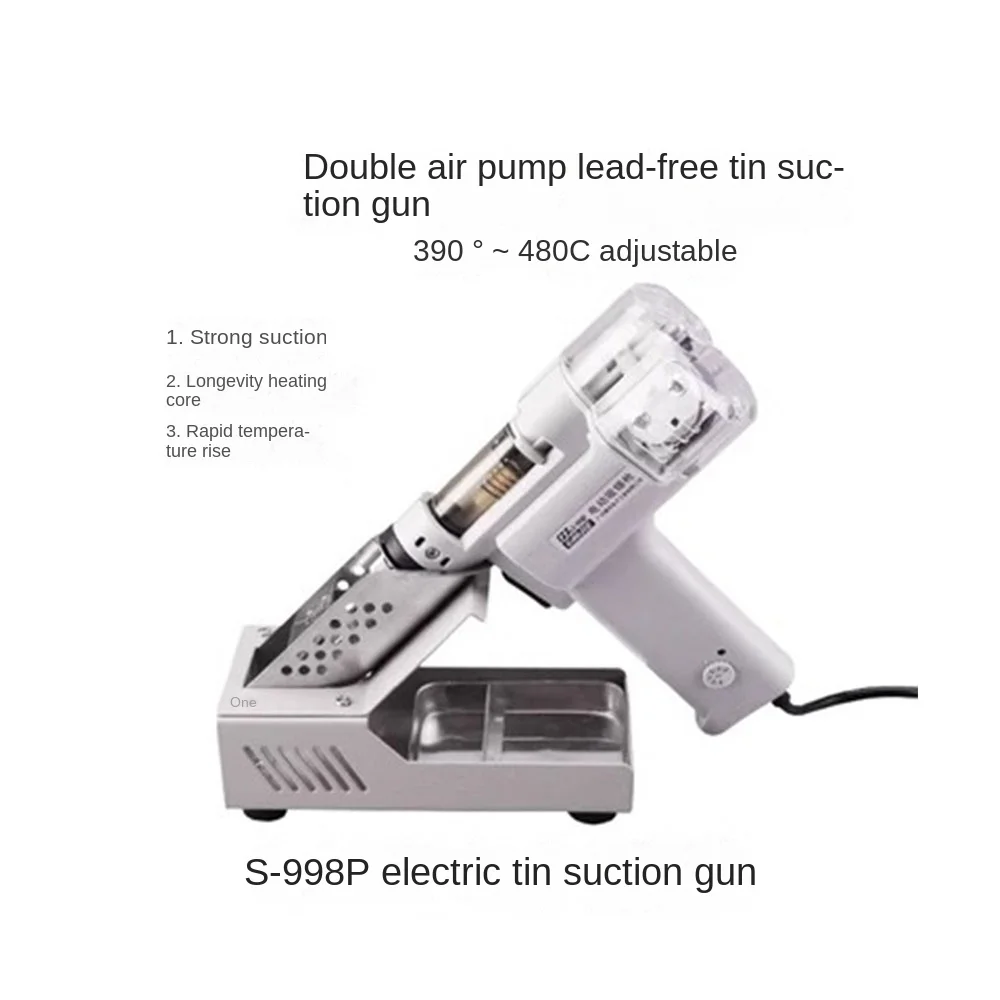 Solder Sucker Desoldering Gun Soldering Iron 220V 100W S-998P PN-998 Electric Vacuum Double-Pump