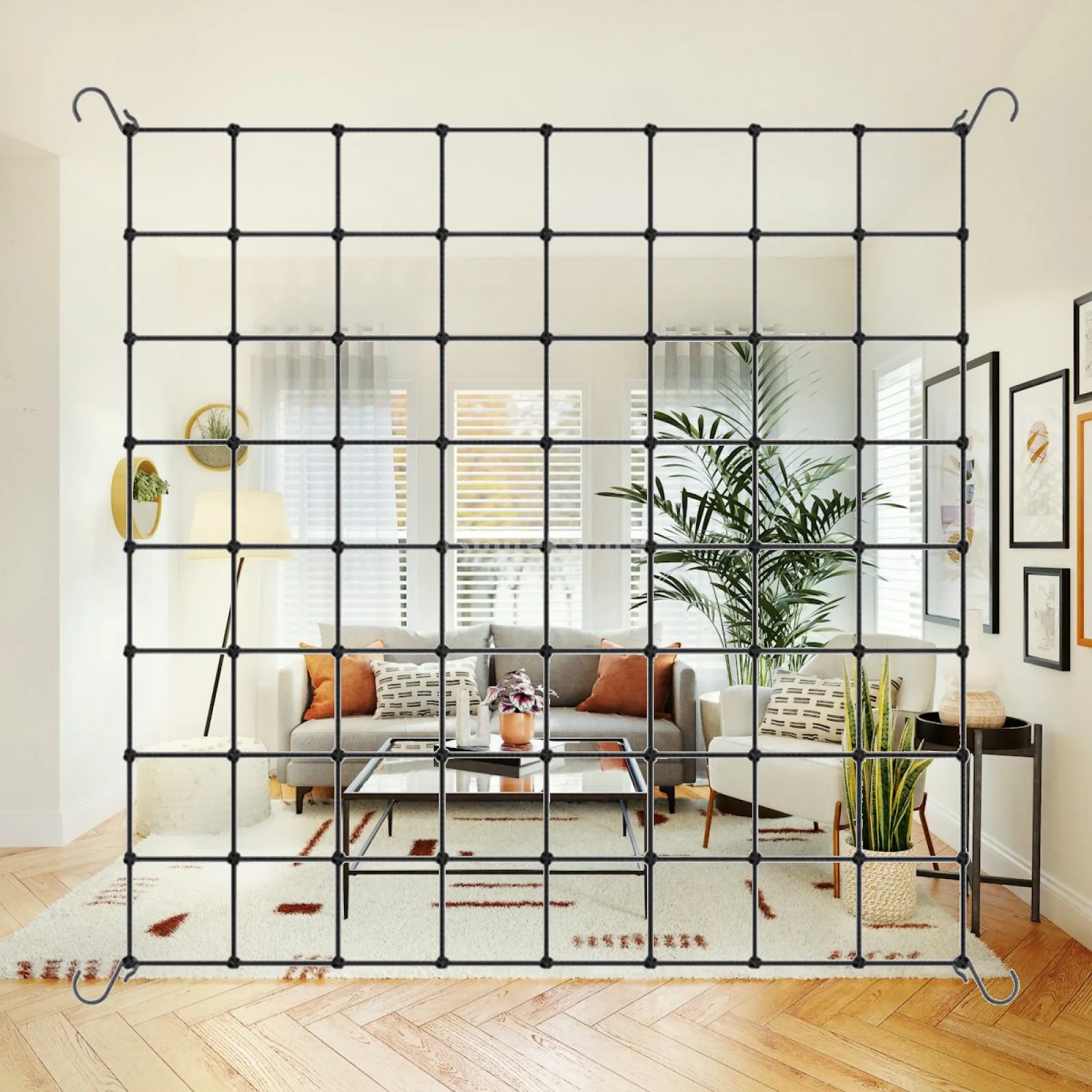 Square Mesh Grow Tent Trellis Netting Lightweight for Tomatoes Black Save Space