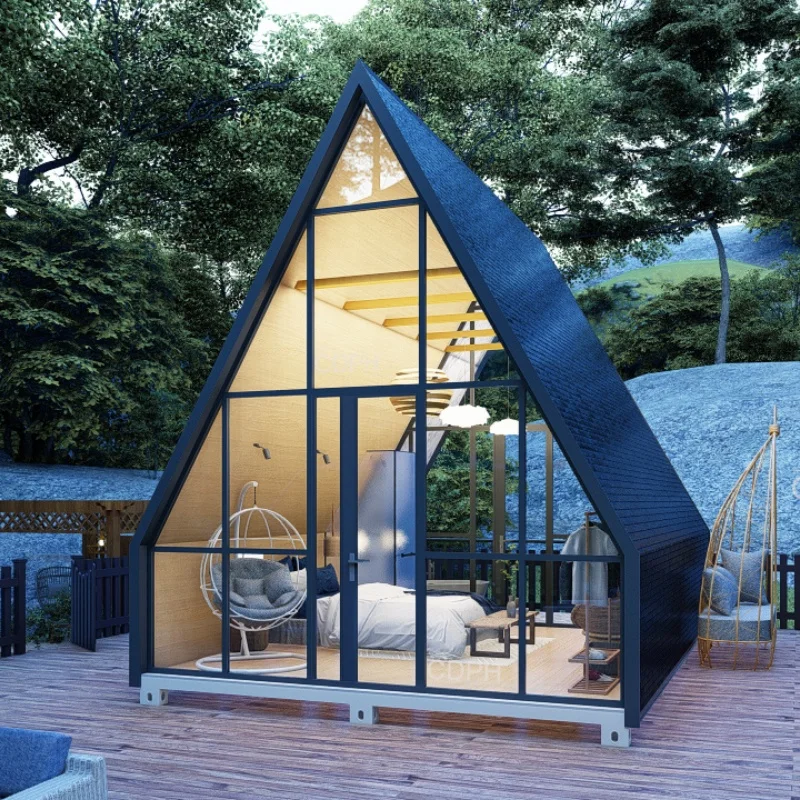 Kit cabina Prefabricadas Modernas con cornice Triangle House Prefab Modulare Mobile Tiny Home