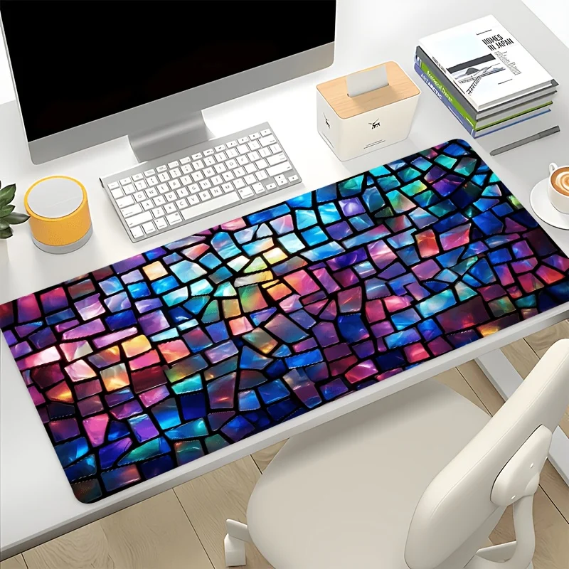 Stained Glass Mosaic Desk Mat Extra Large Gaming Mouse Pad Non-Slip Rubber Base Keyboard Mat Office Accessory