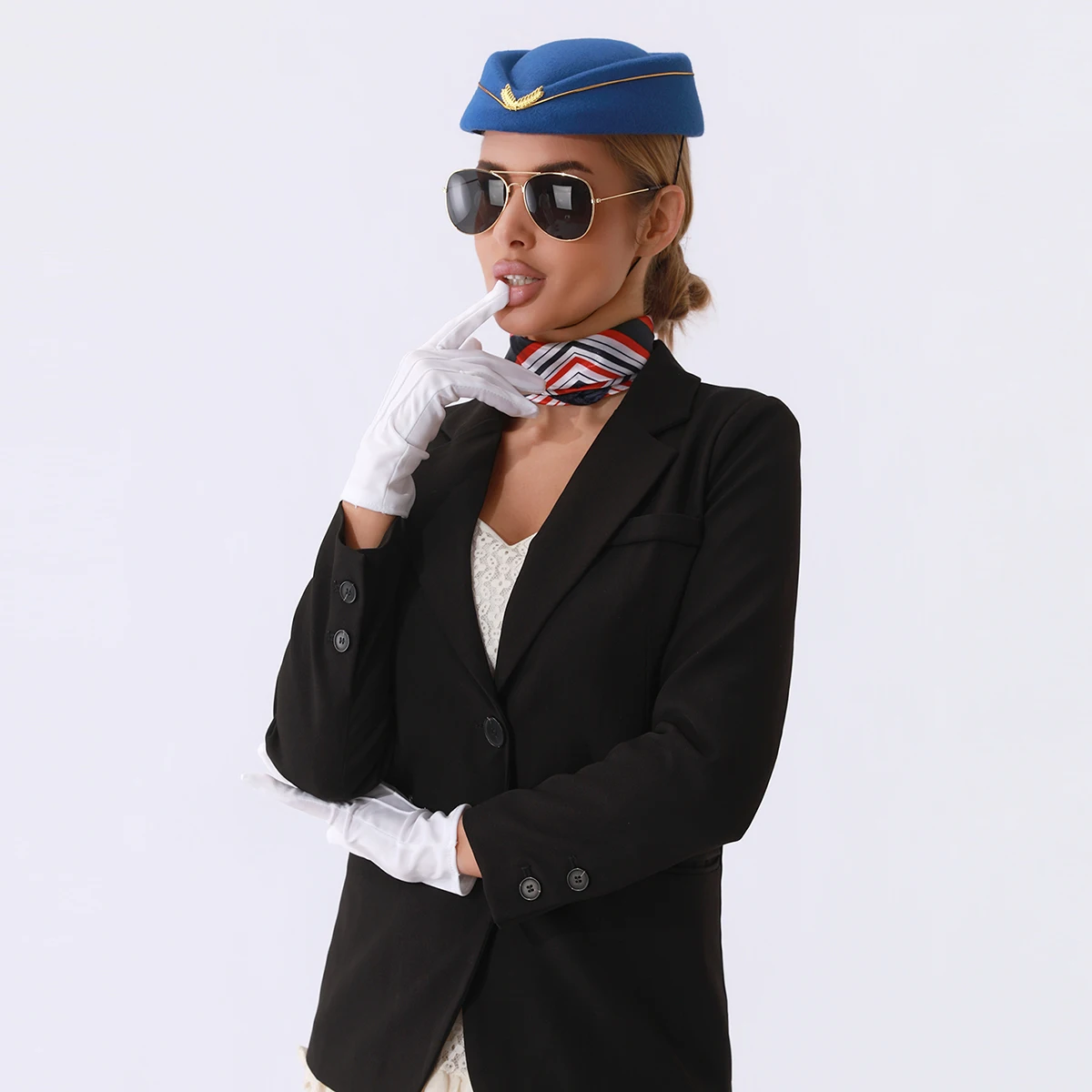 Kit Hôtesse de l'Air – Chapeau, Foulard, Gants et Lunettes – photo 7