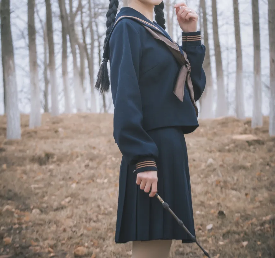 Japanese School Uniform Girls Jk Suit Red Tie Black Three Basic Sailor Uniform Women Long Sleeve Suit Plus Size