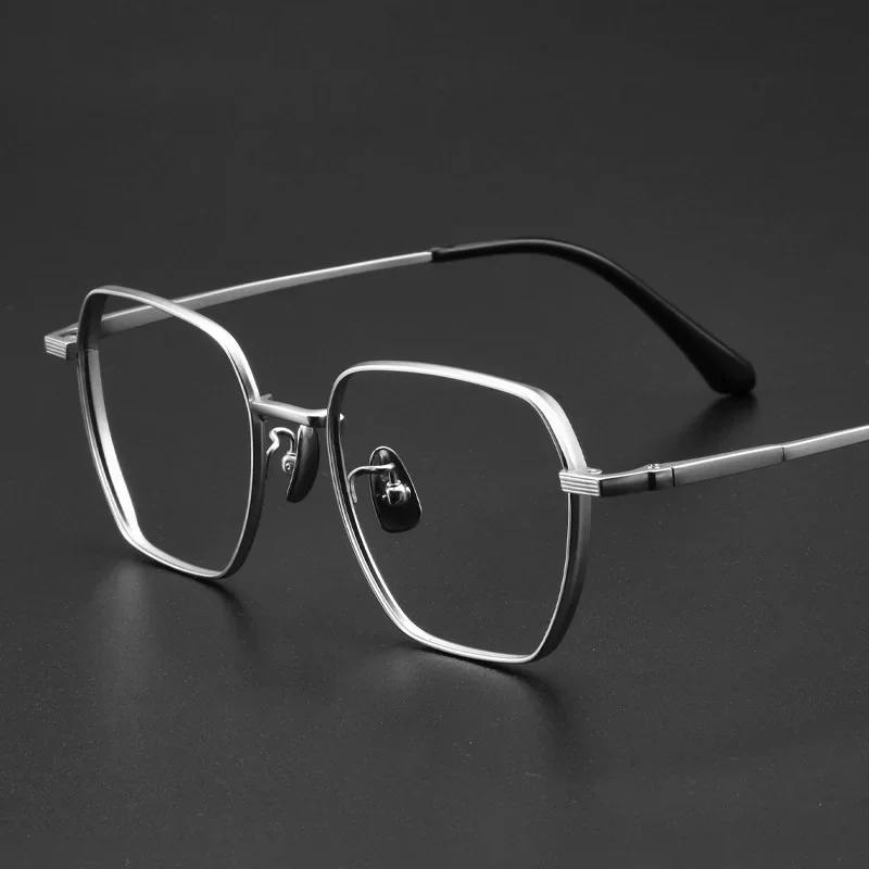 

Men ultra-light pure titanium anti-blue glasses frame gentleman fashion luxury polygon retro design eyeglasses 2024 new style