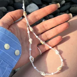 Shell Green Real Pearl Beaded Rainbow Choker Necklace