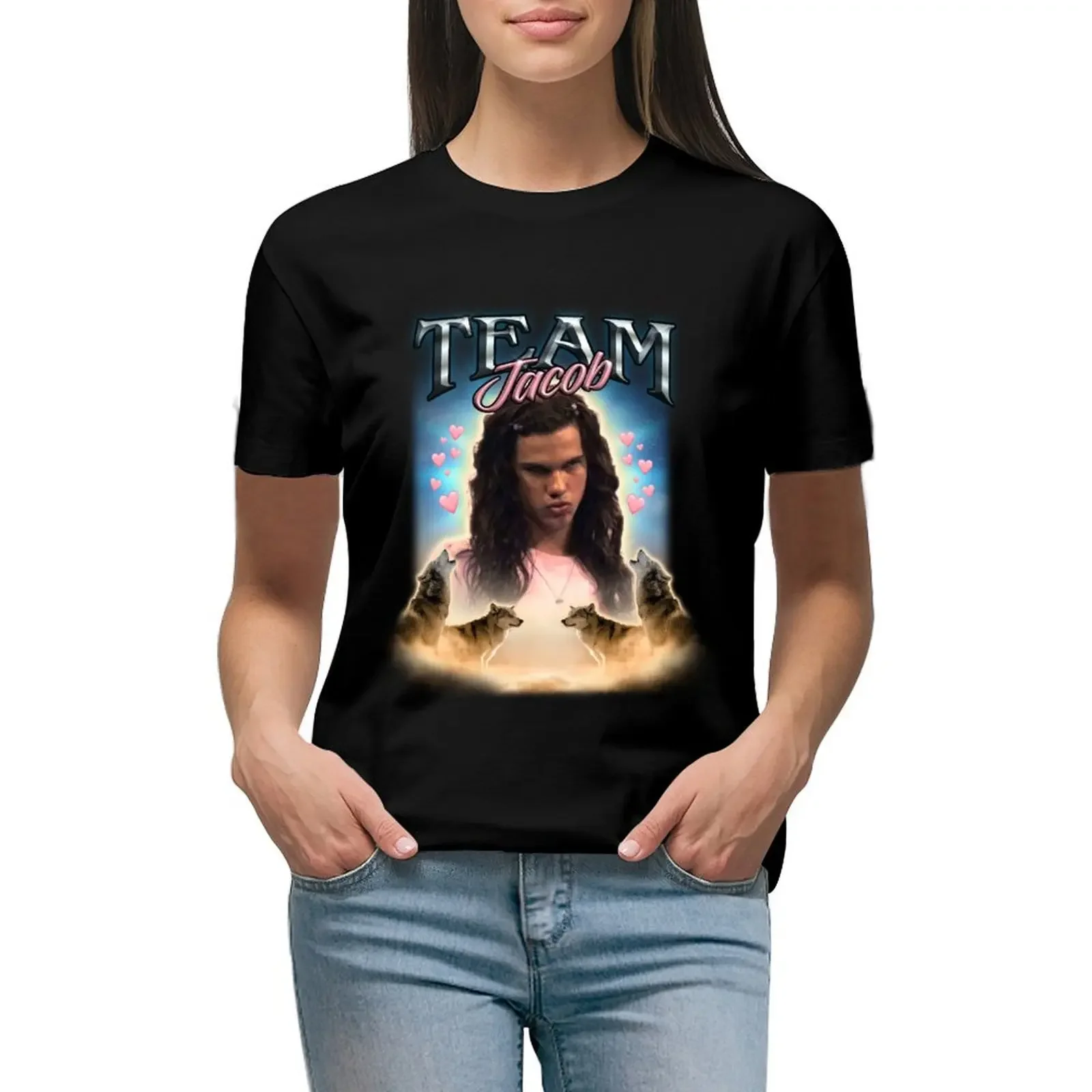 Team Jacob Cursed Fan Collage T-Shirt summer top sublime aesthetic clothes Female clothing clothes for woman