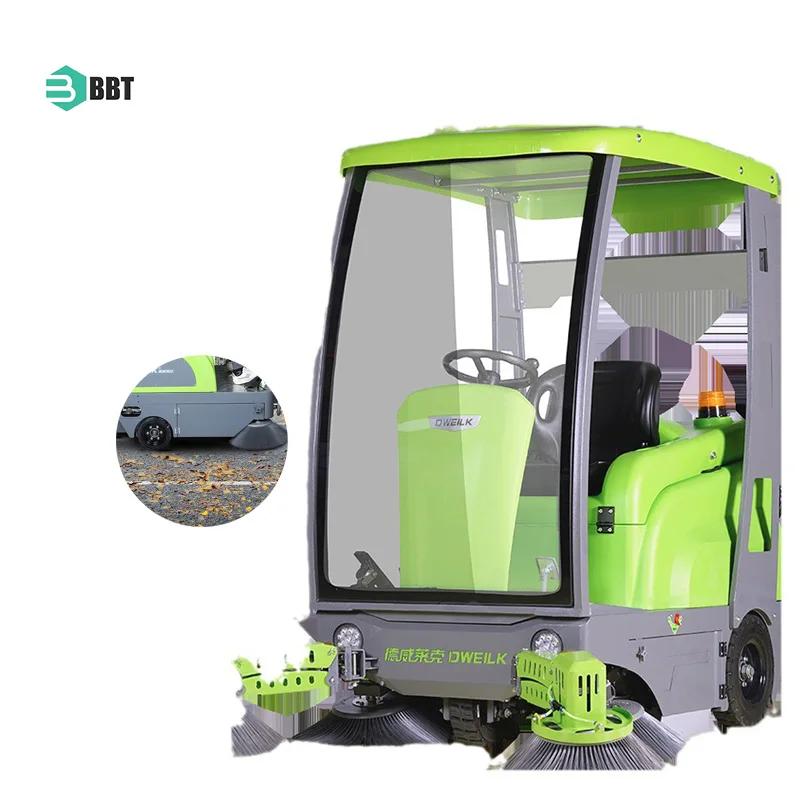 Commercial Mechanical Vacuum Electric Battery Type Street Washer And Sweeper Floor Scraper Road Dust Sweeping Machine