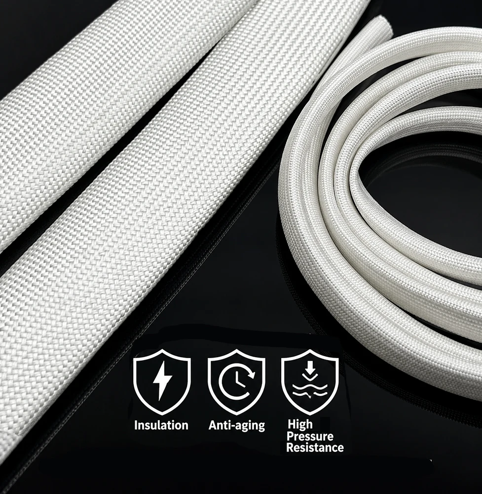 White 600deg C glassfiber sleeve ID 0.5/1/1.5/2/2.5/3/3.5/4/5/6/7/8/9/10/12/14/16/18/20/25/30/35mm Flame retardant wire conduit