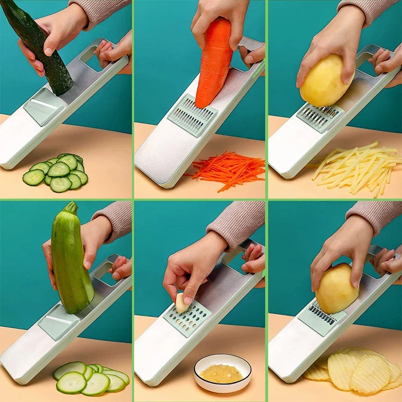 6 in 1 Vegetable Slicer Mandoline Vegetable Slicer with 6 Interchangeable Blades Veggie Slicer Julienne Shredder