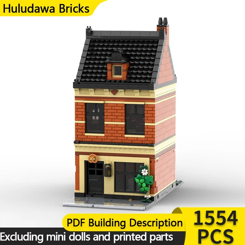 

Модель City Street View MOC, строительные кирпичи, старый город, пекарня, модульная технология, детские праздничные подарки, сборные игрушки, костюм