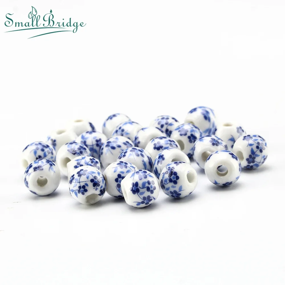 8 10MM Retro Color Ceramic Beads For Bracelet Jewelry Making DIY Accessories Applique Round Smooth Pattern Porcelain Bead Crafts